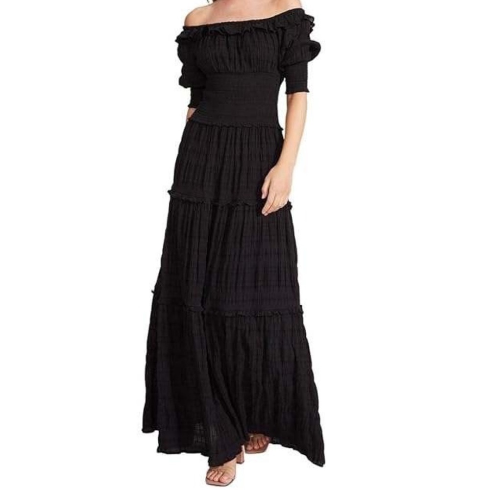 Steve Madden BB Dakota Smocked Peasantries tiered Maxi Dress